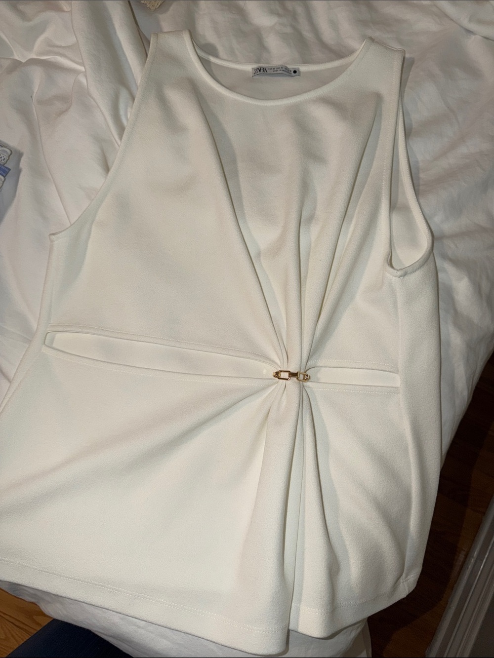 White Twist-Front Sleeveless Top